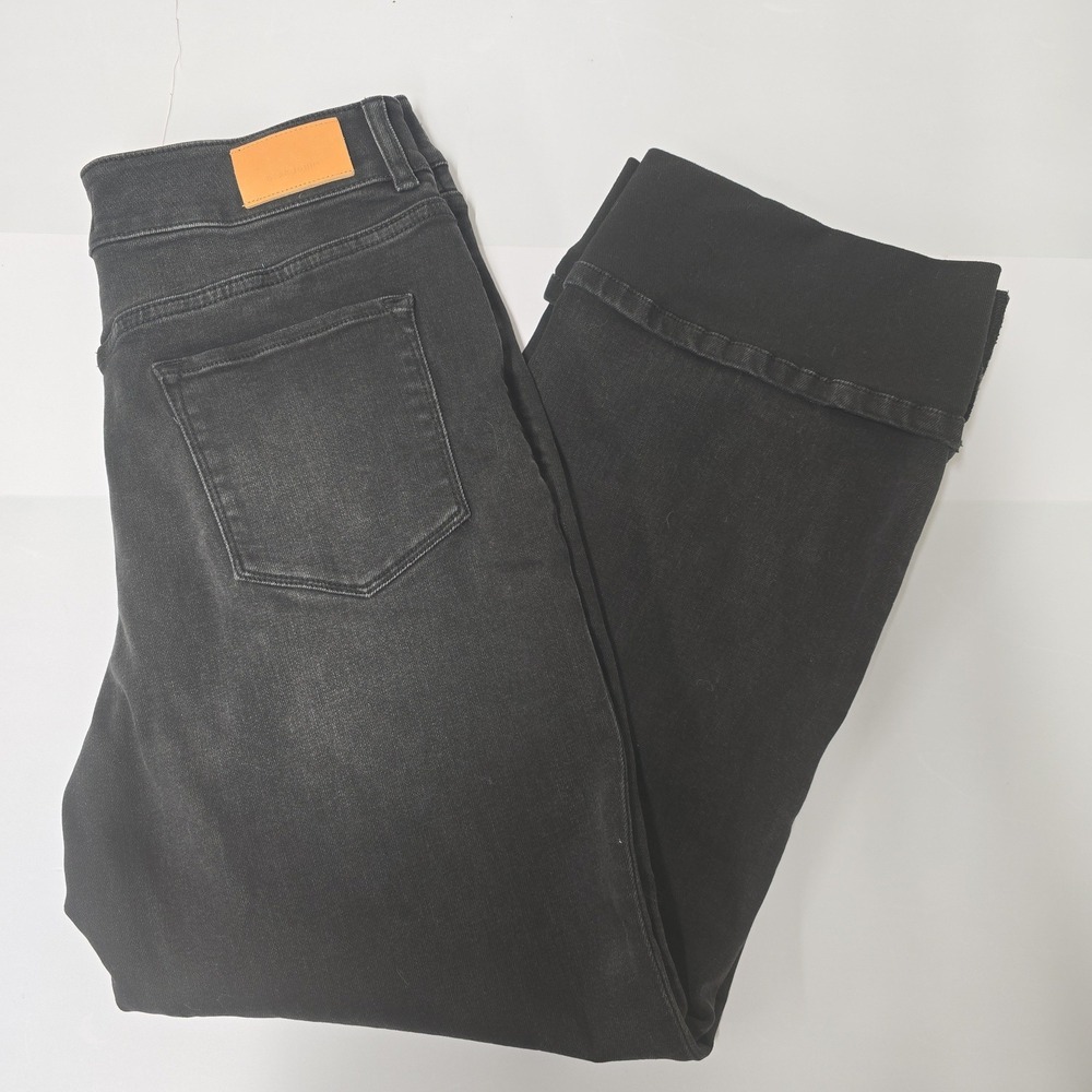 Dear John Black Wide Leg Pintuck Cuffed Jeans Size 30 waist, 28 inseam High Rise